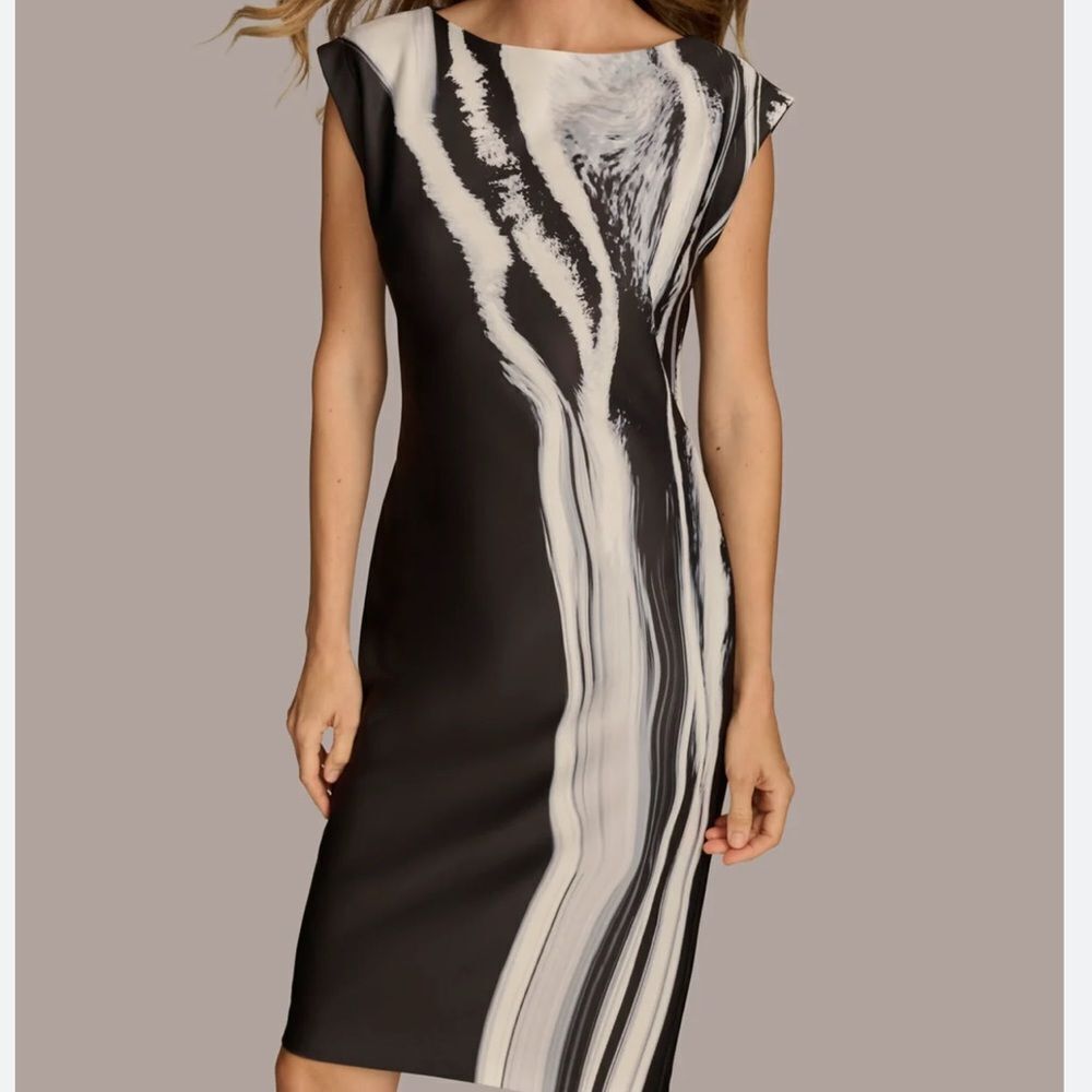 Donna Karan ABSTRACT SHEATH MIDI DRESS-C14/D-9(size 10)